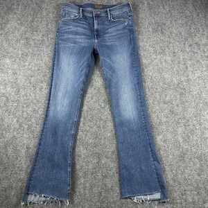 Mother Jeans Womens 31 Blue The Runaway Step Fray Bootcut Raw Hem Denim